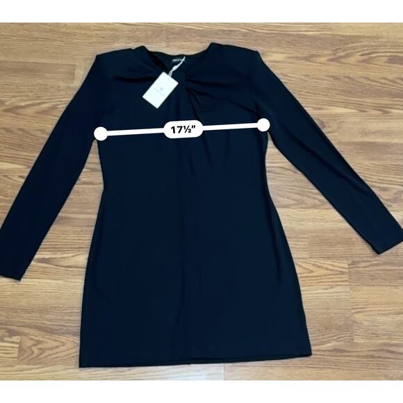 Anine Bing Black classic long sleeve Amaya Keyhole Minidress size Large - Picture 5 of 11